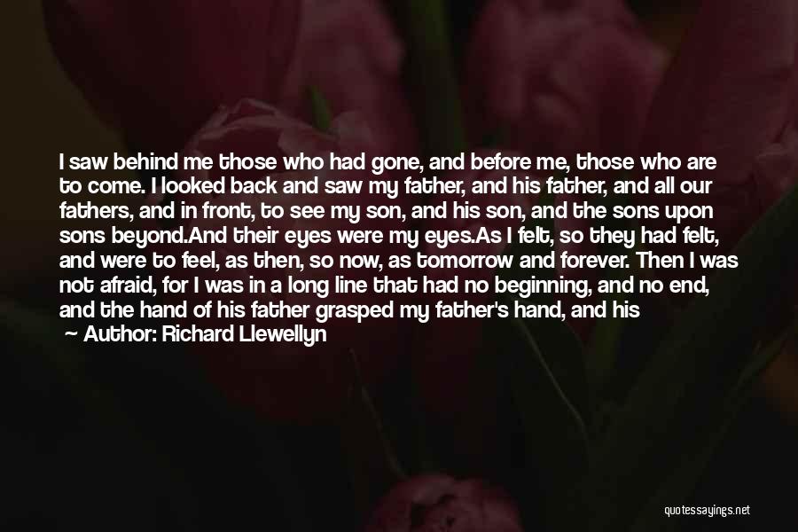Richard Llewellyn Quotes: I Saw Behind Me Those Who Had Gone, And Before Me, Those Who Are To Come. I Looked Back And