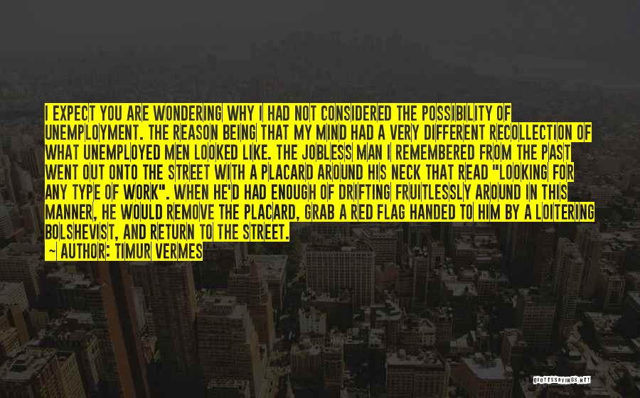 Timur Vermes Quotes: I Expect You Are Wondering Why I Had Not Considered The Possibility Of Unemployment. The Reason Being That My Mind