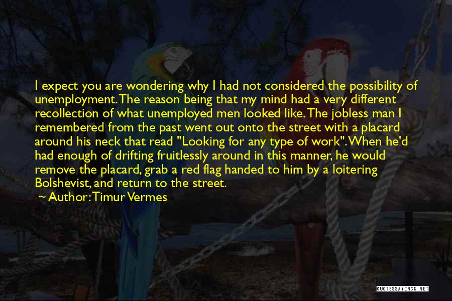 Timur Vermes Quotes: I Expect You Are Wondering Why I Had Not Considered The Possibility Of Unemployment. The Reason Being That My Mind