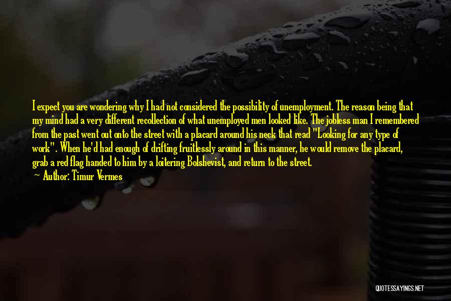 Timur Vermes Quotes: I Expect You Are Wondering Why I Had Not Considered The Possibility Of Unemployment. The Reason Being That My Mind