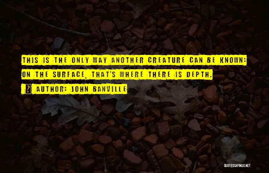 John Banville Quotes: This Is The Only Way Another Creature Can Be Known: On The Surface, That's Where There Is Depth.