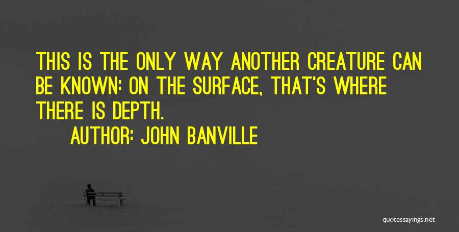 John Banville Quotes: This Is The Only Way Another Creature Can Be Known: On The Surface, That's Where There Is Depth.