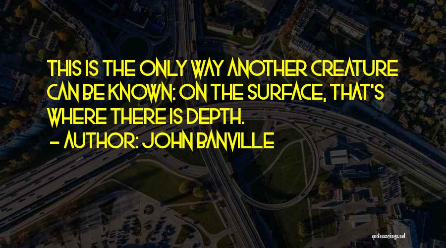 John Banville Quotes: This Is The Only Way Another Creature Can Be Known: On The Surface, That's Where There Is Depth.