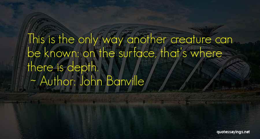 John Banville Quotes: This Is The Only Way Another Creature Can Be Known: On The Surface, That's Where There Is Depth.