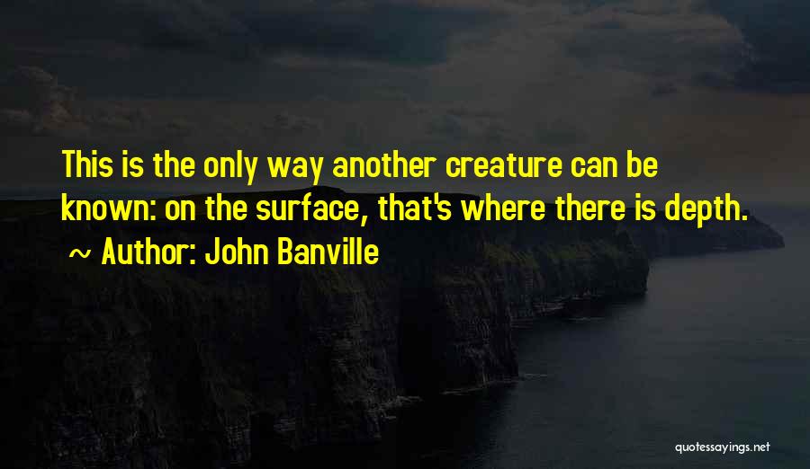 John Banville Quotes: This Is The Only Way Another Creature Can Be Known: On The Surface, That's Where There Is Depth.