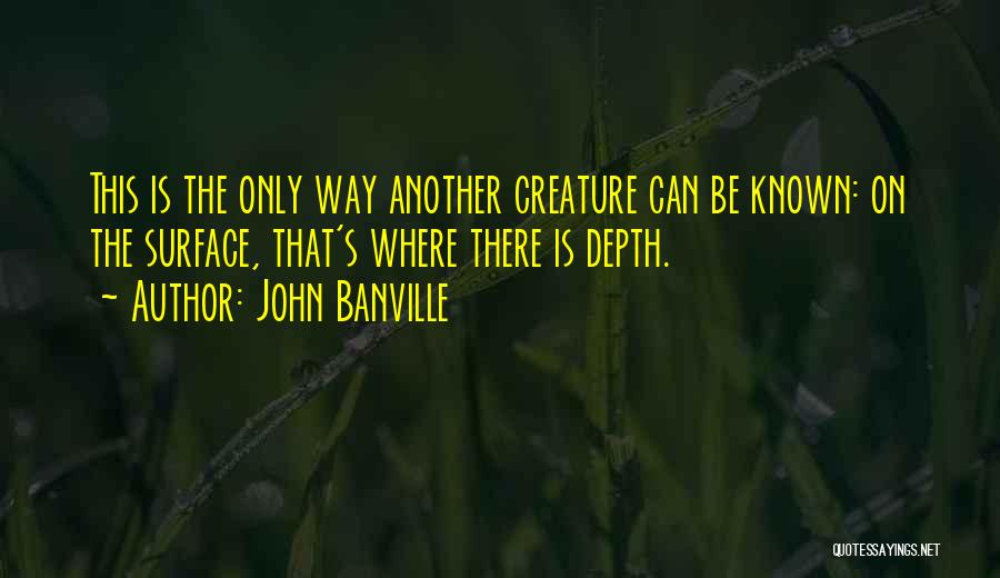 John Banville Quotes: This Is The Only Way Another Creature Can Be Known: On The Surface, That's Where There Is Depth.