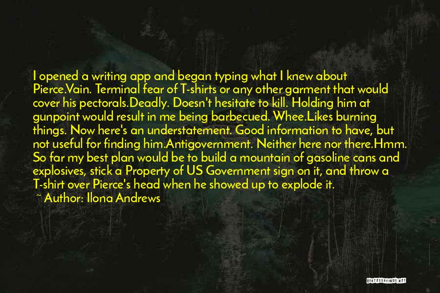 Ilona Andrews Quotes: I Opened A Writing App And Began Typing What I Knew About Pierce.vain. Terminal Fear Of T-shirts Or Any Other