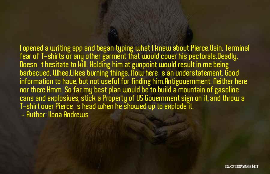 Ilona Andrews Quotes: I Opened A Writing App And Began Typing What I Knew About Pierce.vain. Terminal Fear Of T-shirts Or Any Other