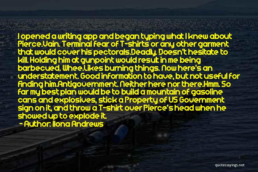 Ilona Andrews Quotes: I Opened A Writing App And Began Typing What I Knew About Pierce.vain. Terminal Fear Of T-shirts Or Any Other