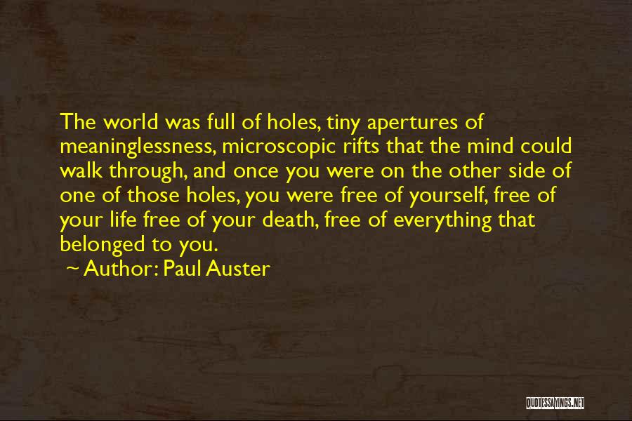 Paul Auster Quotes: The World Was Full Of Holes, Tiny Apertures Of Meaninglessness, Microscopic Rifts That The Mind Could Walk Through, And Once