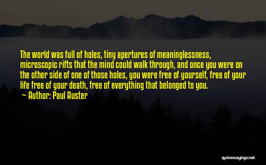 Paul Auster Quotes: The World Was Full Of Holes, Tiny Apertures Of Meaninglessness, Microscopic Rifts That The Mind Could Walk Through, And Once