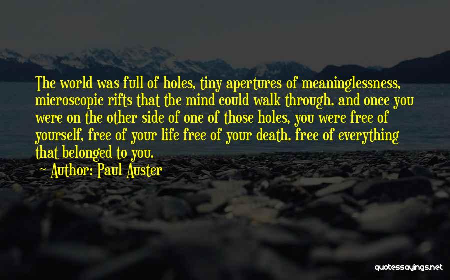 Paul Auster Quotes: The World Was Full Of Holes, Tiny Apertures Of Meaninglessness, Microscopic Rifts That The Mind Could Walk Through, And Once