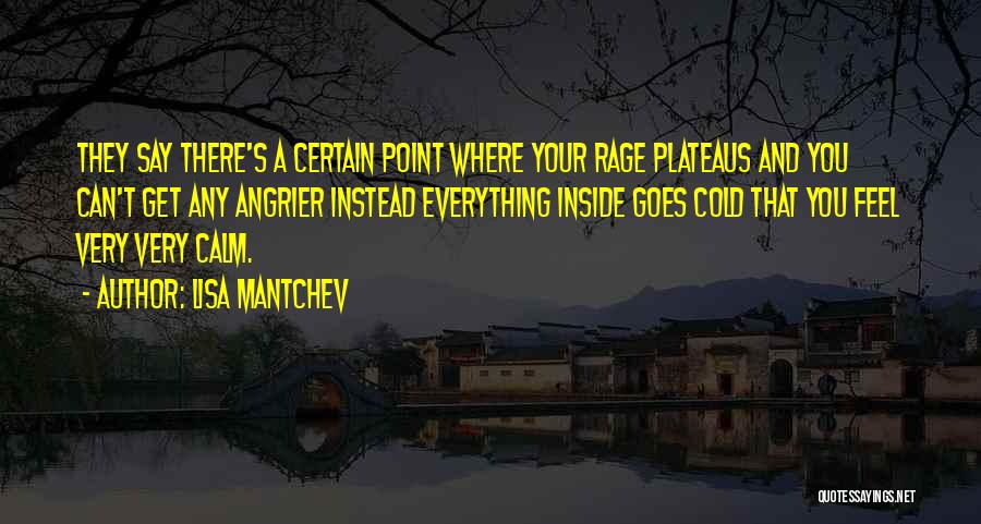 Lisa Mantchev Quotes: They Say There's A Certain Point Where Your Rage Plateaus And You Can't Get Any Angrier Instead Everything Inside Goes