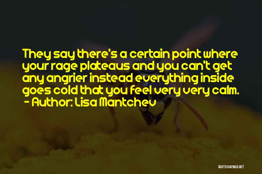 Lisa Mantchev Quotes: They Say There's A Certain Point Where Your Rage Plateaus And You Can't Get Any Angrier Instead Everything Inside Goes