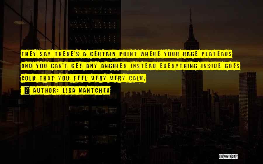 Lisa Mantchev Quotes: They Say There's A Certain Point Where Your Rage Plateaus And You Can't Get Any Angrier Instead Everything Inside Goes