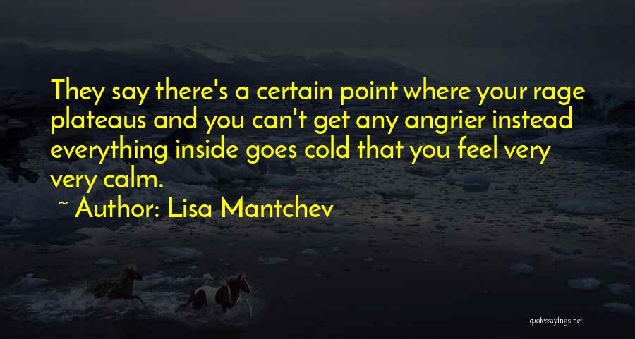 Lisa Mantchev Quotes: They Say There's A Certain Point Where Your Rage Plateaus And You Can't Get Any Angrier Instead Everything Inside Goes