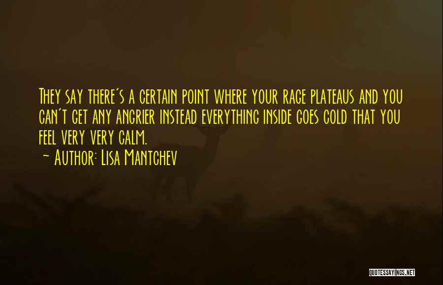 Lisa Mantchev Quotes: They Say There's A Certain Point Where Your Rage Plateaus And You Can't Get Any Angrier Instead Everything Inside Goes