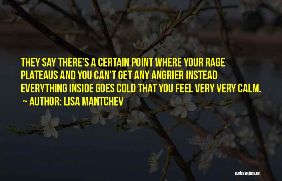 Lisa Mantchev Quotes: They Say There's A Certain Point Where Your Rage Plateaus And You Can't Get Any Angrier Instead Everything Inside Goes