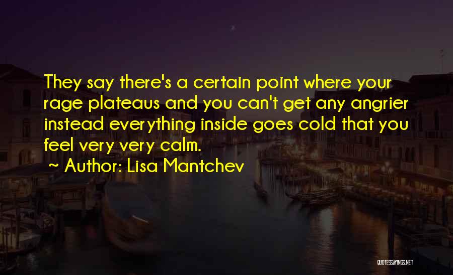 Lisa Mantchev Quotes: They Say There's A Certain Point Where Your Rage Plateaus And You Can't Get Any Angrier Instead Everything Inside Goes