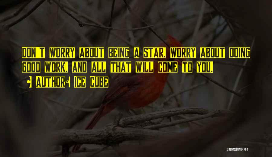 Ice Cube Quotes: Don't Worry About Being A Star, Worry About Doing Good Work, And All That Will Come To You.