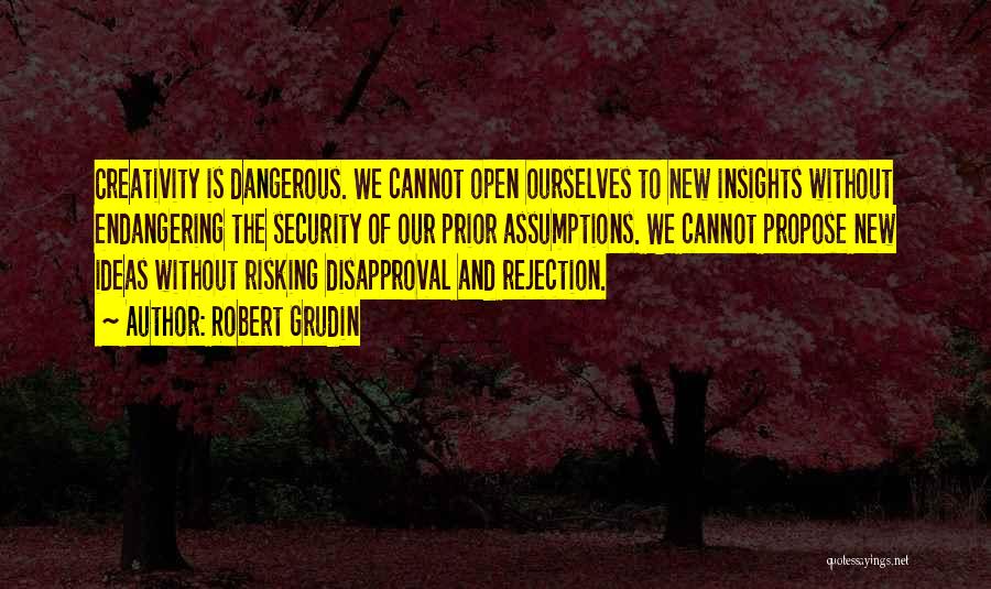 Robert Grudin Quotes: Creativity Is Dangerous. We Cannot Open Ourselves To New Insights Without Endangering The Security Of Our Prior Assumptions. We Cannot