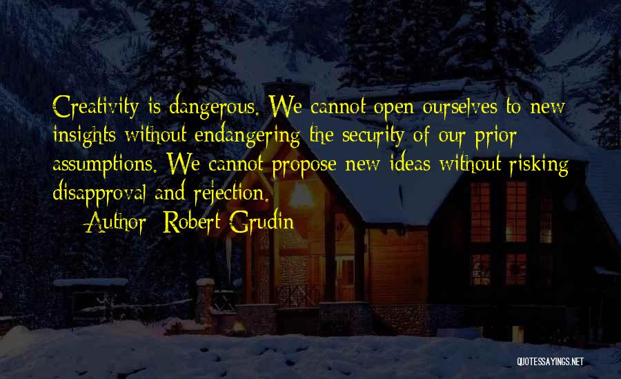 Robert Grudin Quotes: Creativity Is Dangerous. We Cannot Open Ourselves To New Insights Without Endangering The Security Of Our Prior Assumptions. We Cannot