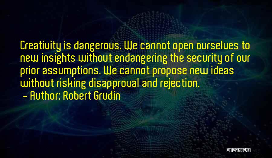 Robert Grudin Quotes: Creativity Is Dangerous. We Cannot Open Ourselves To New Insights Without Endangering The Security Of Our Prior Assumptions. We Cannot