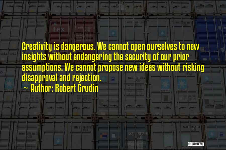 Robert Grudin Quotes: Creativity Is Dangerous. We Cannot Open Ourselves To New Insights Without Endangering The Security Of Our Prior Assumptions. We Cannot