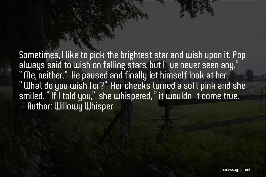 Willowy Whisper Quotes: Sometimes, I Like To Pick The Brightest Star And Wish Upon It. Pop Always Said To Wish On Falling Stars,
