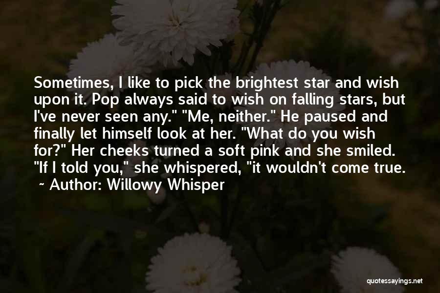 Willowy Whisper Quotes: Sometimes, I Like To Pick The Brightest Star And Wish Upon It. Pop Always Said To Wish On Falling Stars,