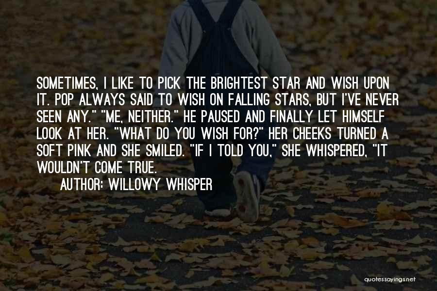 Willowy Whisper Quotes: Sometimes, I Like To Pick The Brightest Star And Wish Upon It. Pop Always Said To Wish On Falling Stars,