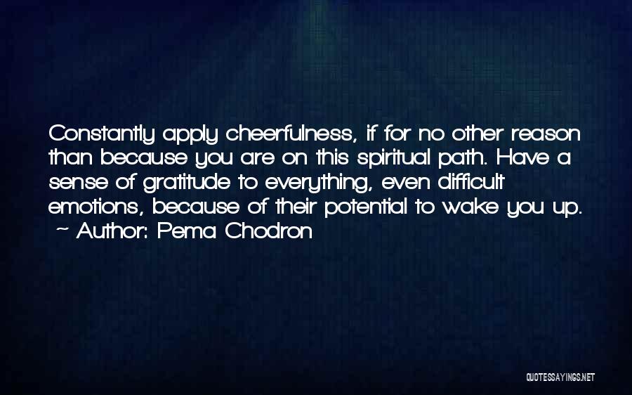 Pema Chodron Quotes: Constantly Apply Cheerfulness, If For No Other Reason Than Because You Are On This Spiritual Path. Have A Sense Of