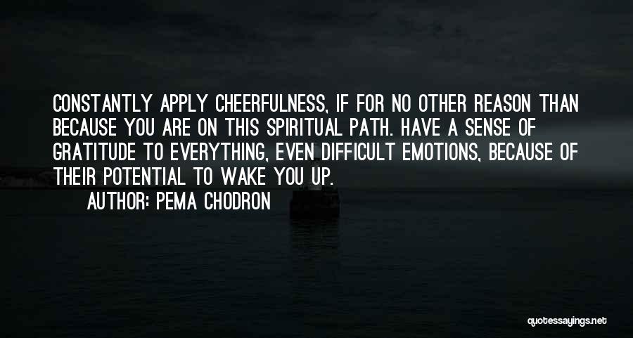 Pema Chodron Quotes: Constantly Apply Cheerfulness, If For No Other Reason Than Because You Are On This Spiritual Path. Have A Sense Of