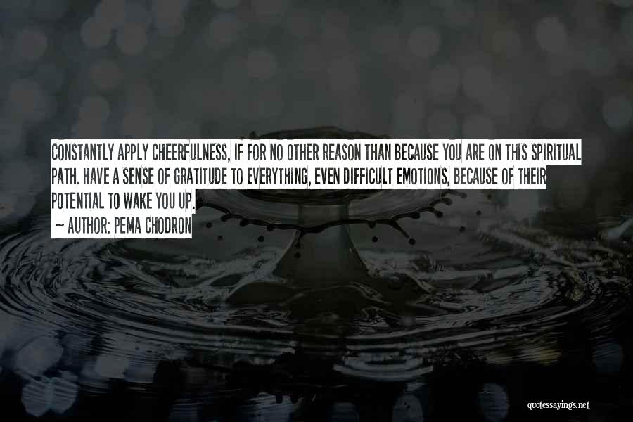 Pema Chodron Quotes: Constantly Apply Cheerfulness, If For No Other Reason Than Because You Are On This Spiritual Path. Have A Sense Of