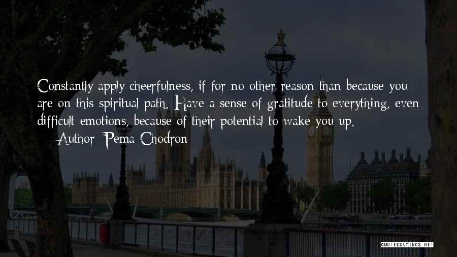 Pema Chodron Quotes: Constantly Apply Cheerfulness, If For No Other Reason Than Because You Are On This Spiritual Path. Have A Sense Of