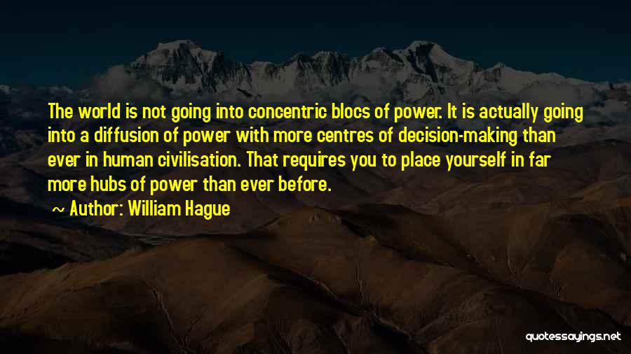 William Hague Quotes: The World Is Not Going Into Concentric Blocs Of Power. It Is Actually Going Into A Diffusion Of Power With
