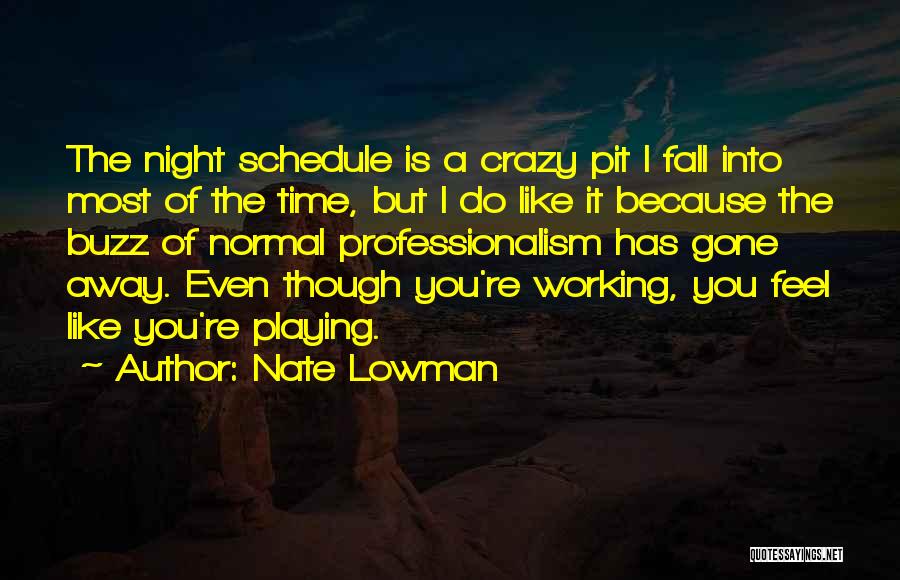 Nate Lowman Quotes: The Night Schedule Is A Crazy Pit I Fall Into Most Of The Time, But I Do Like It Because