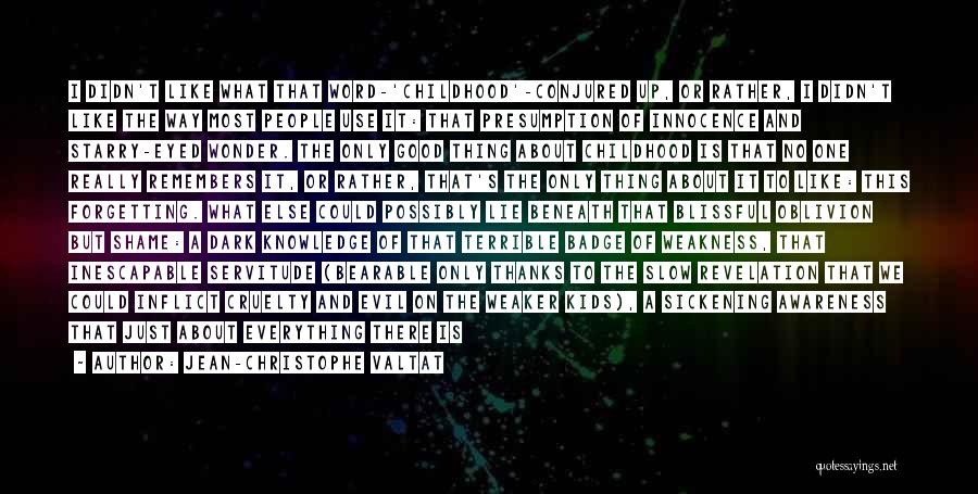 Jean-Christophe Valtat Quotes: I Didn't Like What That Word-'childhood'-conjured Up, Or Rather, I Didn't Like The Way Most People Use It: That Presumption