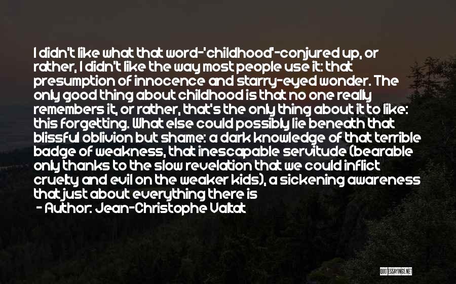 Jean-Christophe Valtat Quotes: I Didn't Like What That Word-'childhood'-conjured Up, Or Rather, I Didn't Like The Way Most People Use It: That Presumption