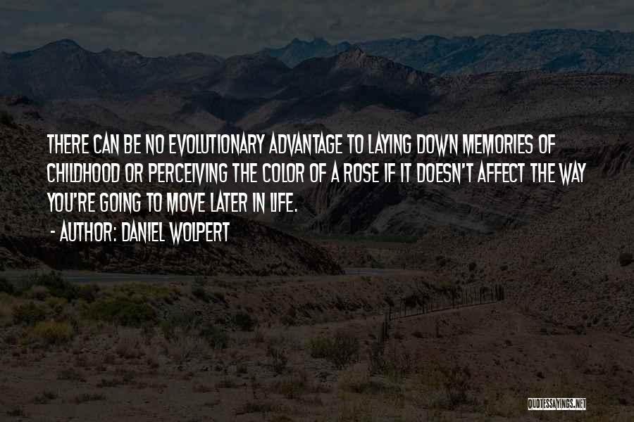 Daniel Wolpert Quotes: There Can Be No Evolutionary Advantage To Laying Down Memories Of Childhood Or Perceiving The Color Of A Rose If