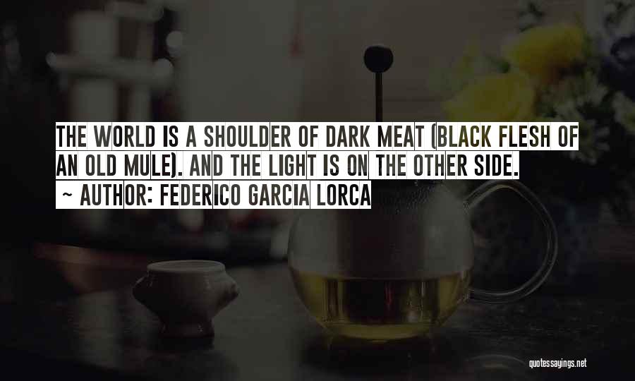 Federico Garcia Lorca Quotes: The World Is A Shoulder Of Dark Meat (black Flesh Of An Old Mule). And The Light Is On The