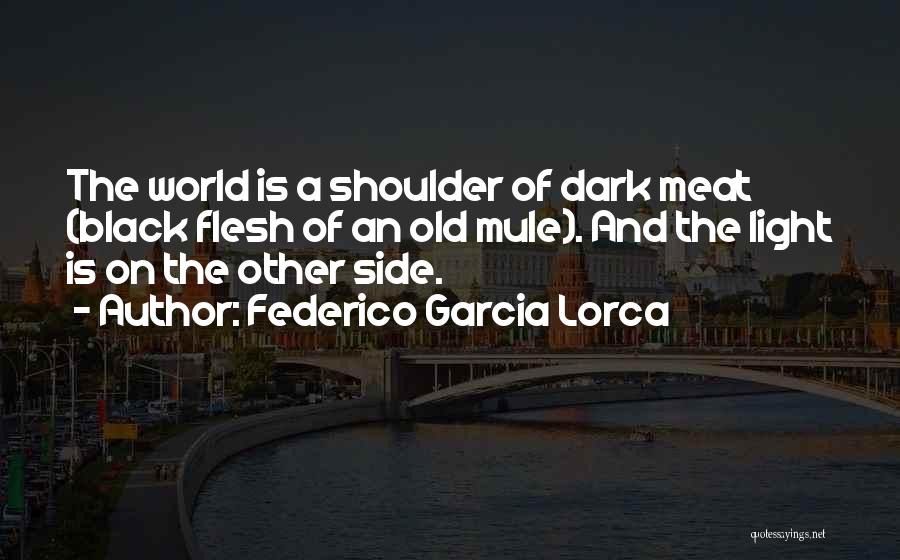 Federico Garcia Lorca Quotes: The World Is A Shoulder Of Dark Meat (black Flesh Of An Old Mule). And The Light Is On The