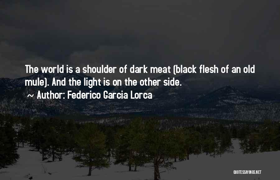 Federico Garcia Lorca Quotes: The World Is A Shoulder Of Dark Meat (black Flesh Of An Old Mule). And The Light Is On The