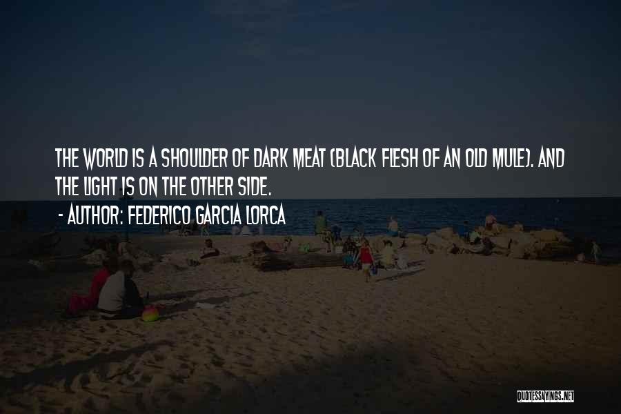 Federico Garcia Lorca Quotes: The World Is A Shoulder Of Dark Meat (black Flesh Of An Old Mule). And The Light Is On The