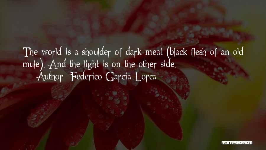 Federico Garcia Lorca Quotes: The World Is A Shoulder Of Dark Meat (black Flesh Of An Old Mule). And The Light Is On The