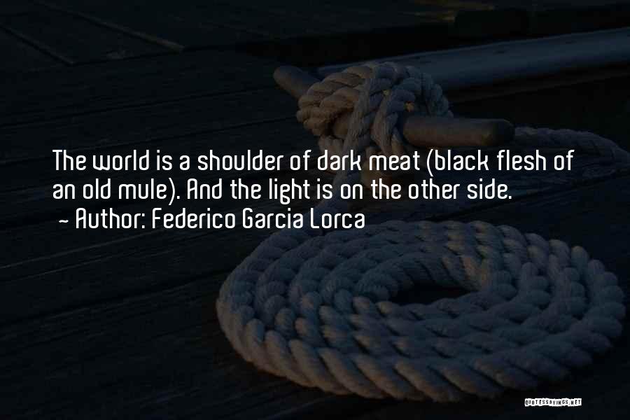 Federico Garcia Lorca Quotes: The World Is A Shoulder Of Dark Meat (black Flesh Of An Old Mule). And The Light Is On The
