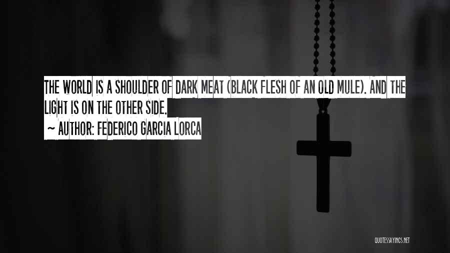 Federico Garcia Lorca Quotes: The World Is A Shoulder Of Dark Meat (black Flesh Of An Old Mule). And The Light Is On The