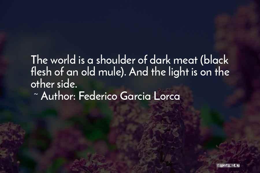 Federico Garcia Lorca Quotes: The World Is A Shoulder Of Dark Meat (black Flesh Of An Old Mule). And The Light Is On The