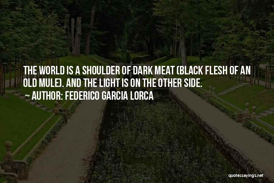 Federico Garcia Lorca Quotes: The World Is A Shoulder Of Dark Meat (black Flesh Of An Old Mule). And The Light Is On The