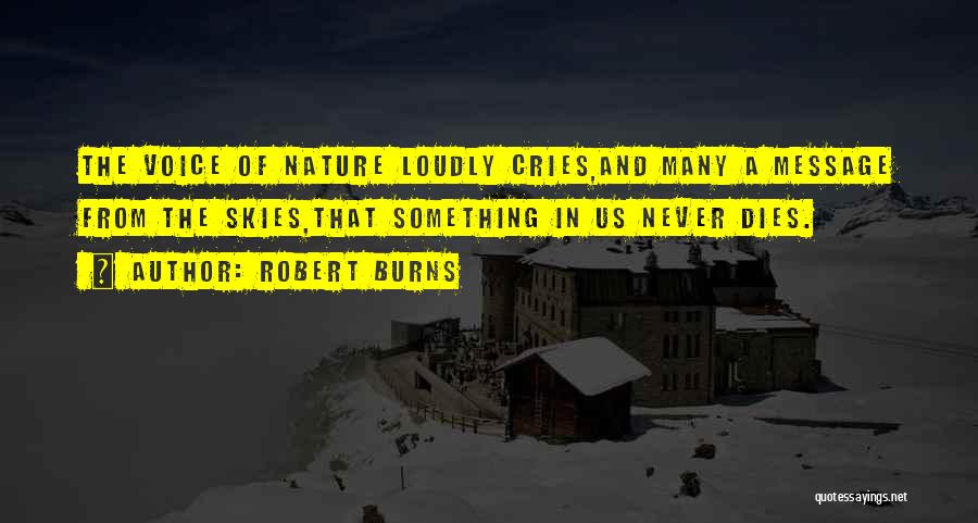 Robert Burns Quotes: The Voice Of Nature Loudly Cries,and Many A Message From The Skies,that Something In Us Never Dies.